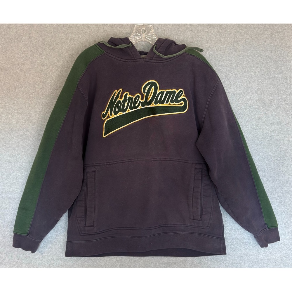 Vintage Jansport Notre Dame Hoodie Mens Medium Fighting Irish Blue Embroidered